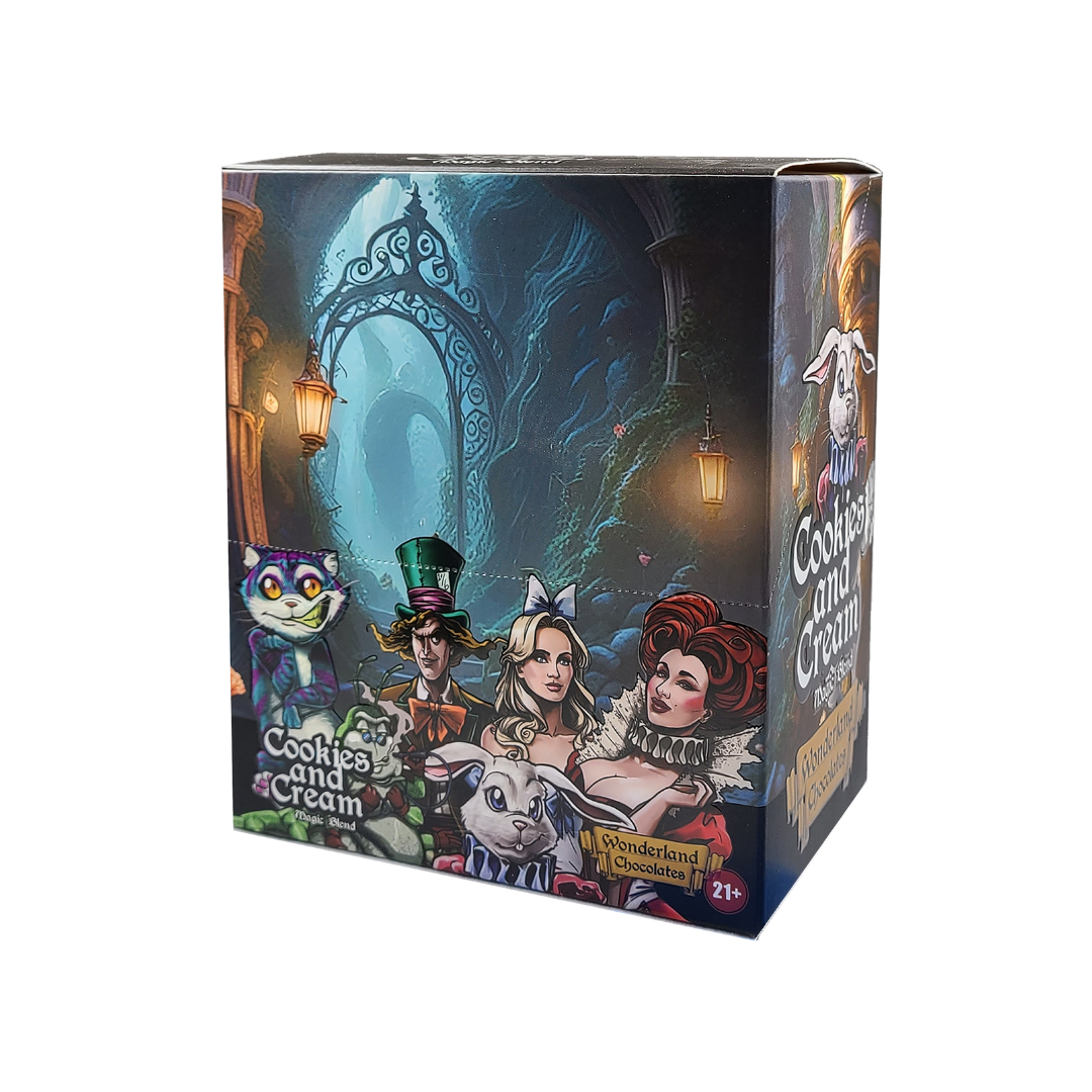 Wonderland Chocolates box of 12 mushroom chocolate bars
