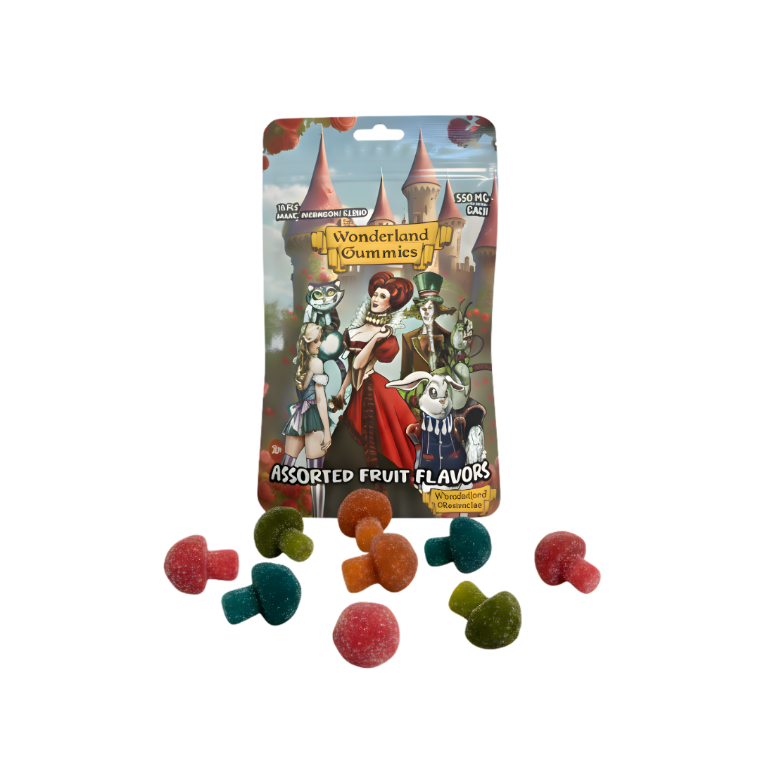 Wonderland mushroom gummies assorted fruit flavors – 10 pack 350mg each

