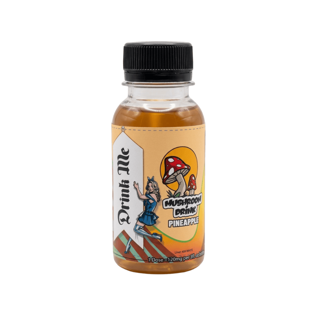 Wonderland mood-enhancing mushroom drink single-dose bottle pineapple

